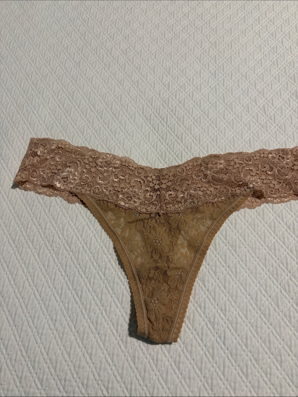 Soma Lace Thong Panty in Nude Brown
